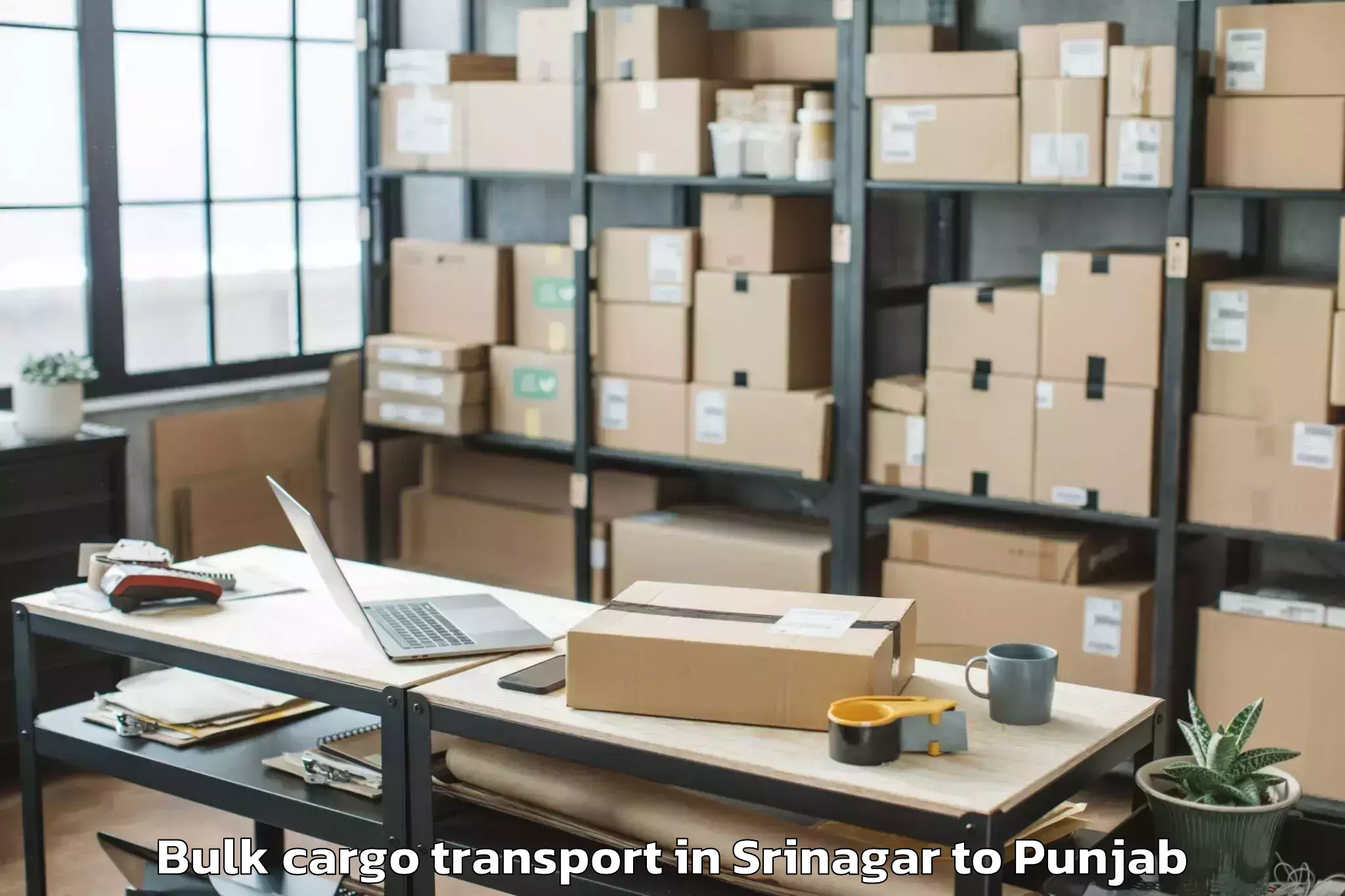 Srinagar to Adampur Jalandhar Bulk Cargo Transport Booking